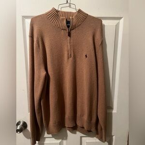 Vintage Polo Ralph Lauren Camel Beige Cotton Quarter Zip Sweater men's XXL